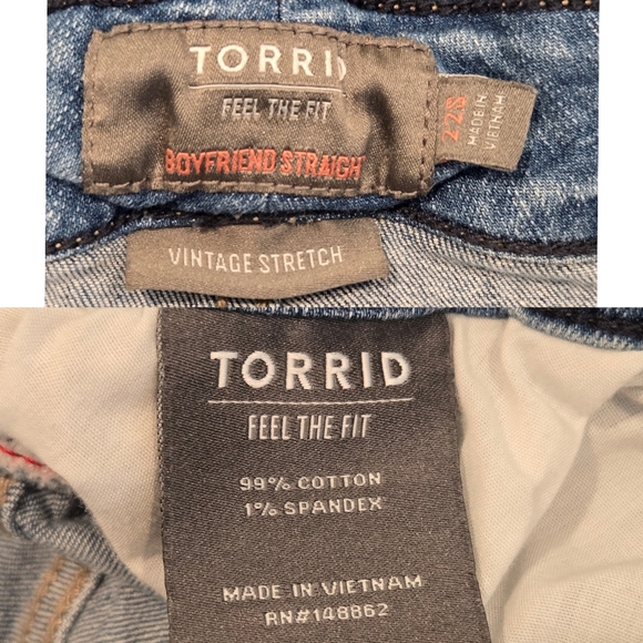 Torrid Short Boyfriend Straight Vintage Stretch Mid-Rise Jean Distressed 22S - Picture 10 of 12